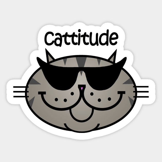 CATTITUDE 2 - Tabby Cat Sticker by RawSunArt